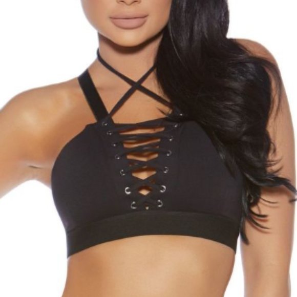 Bombshell Sportswear All Tied Up Bra Medium Black - Picture 1 of 5
